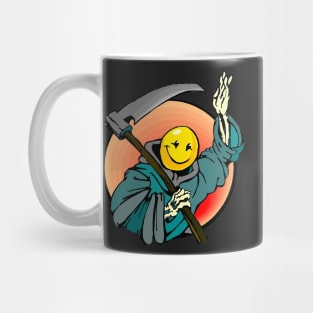 Retro Smile Emoji Grim Reaper Mug